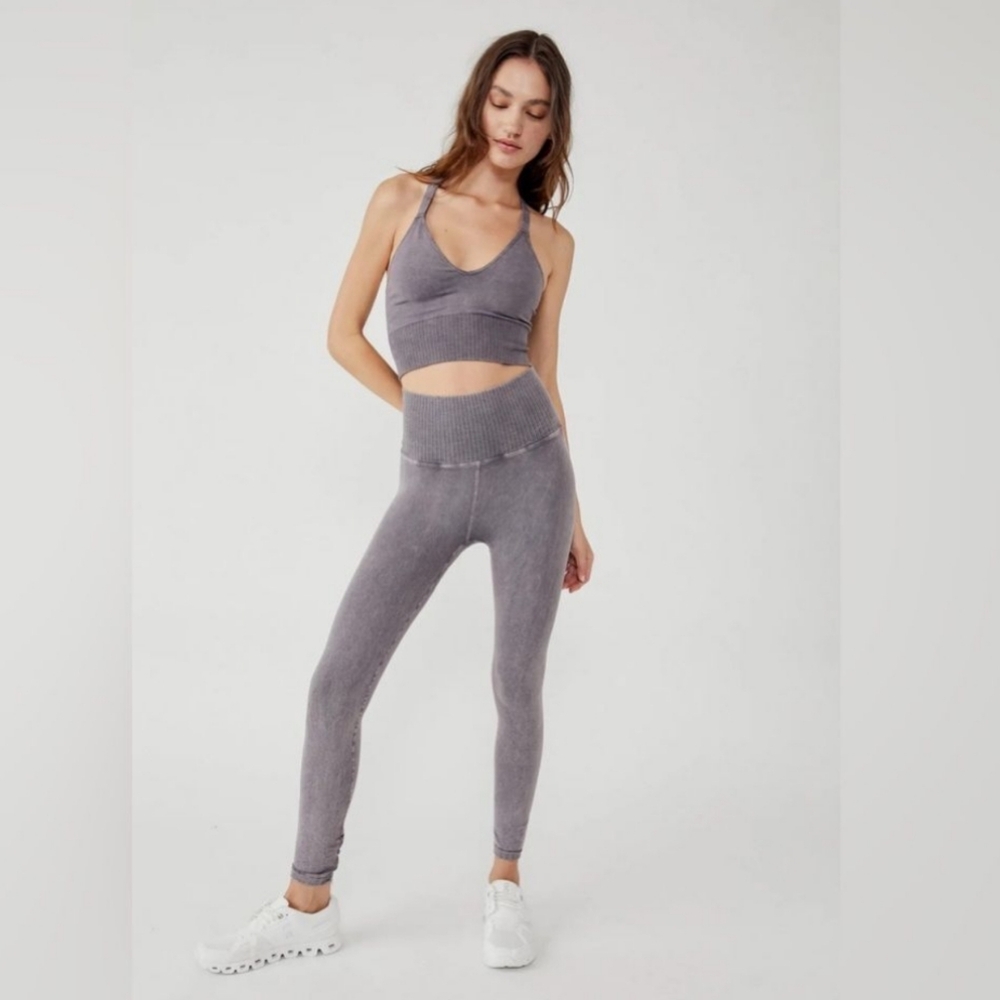 NWOT Free People Good Karma high rise leggings gray - Picture 5 of 10